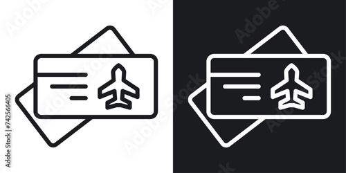 Air Tickets Icon Designed in a Line Style on White Background.