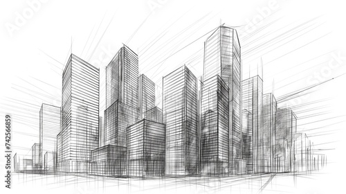 Sketch of the exterior of the skyscrapers