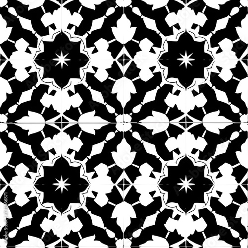 black and white tessellated arabesc pattern photo