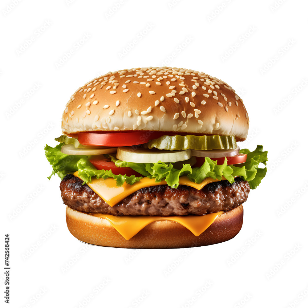 photograph Burger isolated, transparent background white background no background photograph Burger isolated, transparent background white background no background