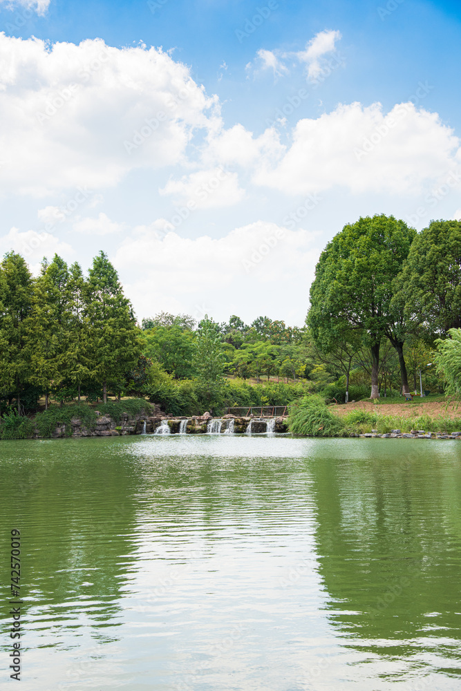 Summer Green Trees and Water in Pearl Spring Scenic Area, Nanjing City, Jiangsu Province, China Summer Green Trees and Water in Pearl Spring Scenic Area, Nanjing City, Jiangsu Province, China