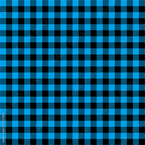Blue Black Lumberjack plaid seamless pattern. Buffalo Check Patterns. Blue and Black. Hipster Style Backgrounds. Vector Pattern Swatches made with Global Colors.