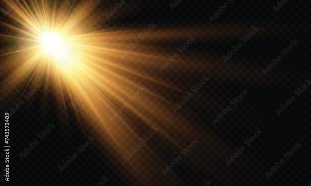 Light Vector with Sun Glare. Sun, Sunrays, and Glare. Gold Flare and Glare. PNG Light Vector with Sun Glare. Sun, Sunrays, and Glare. Gold Flare and Glare. PNG