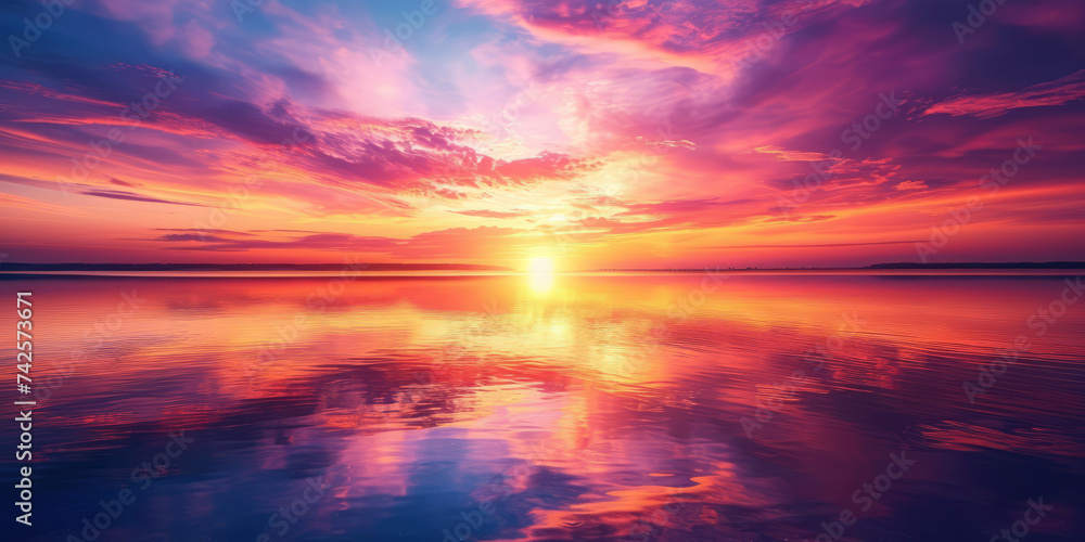 Spectacular Lakeside Sunset - Breathtaking Nature Photography for Travel and Landscape Wall Art