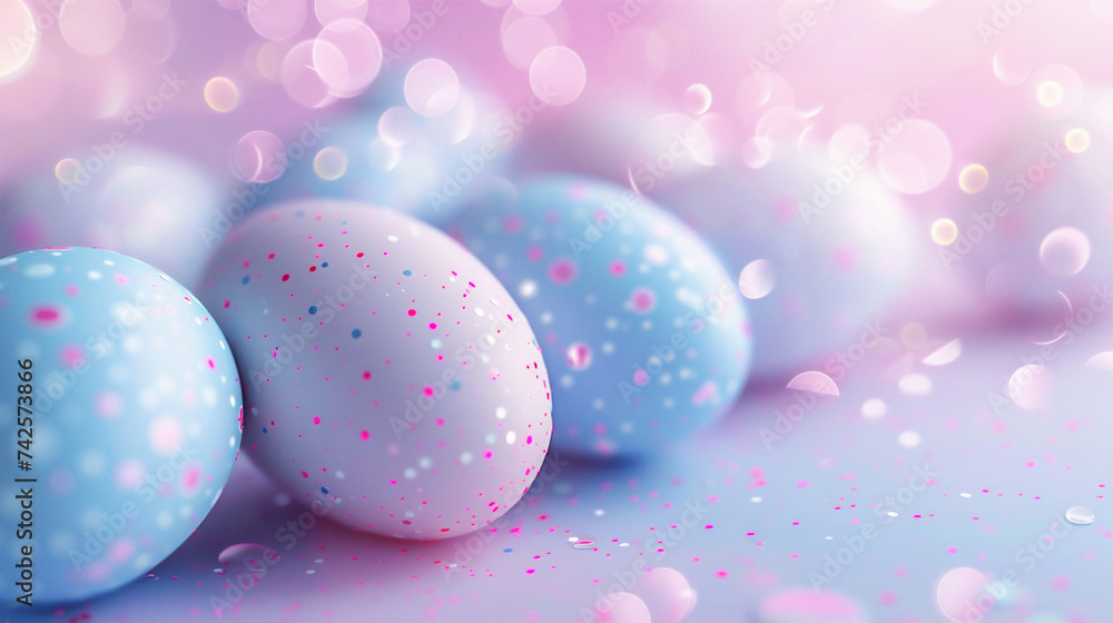 Pastel Easter eggs background. Spring greeting card