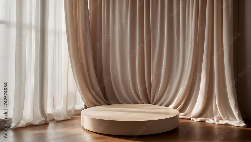 luxury product display podium with white curtains background . cosmetic product presentation luxury product display podium with white curtains background . cosmetic product presentation