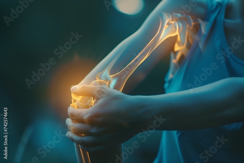 Elbow joint pain with anatomical visualization