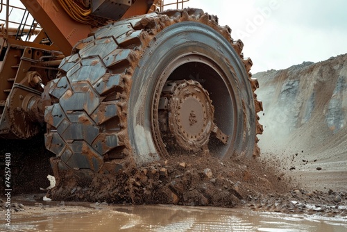 bulldozer at work in the desert