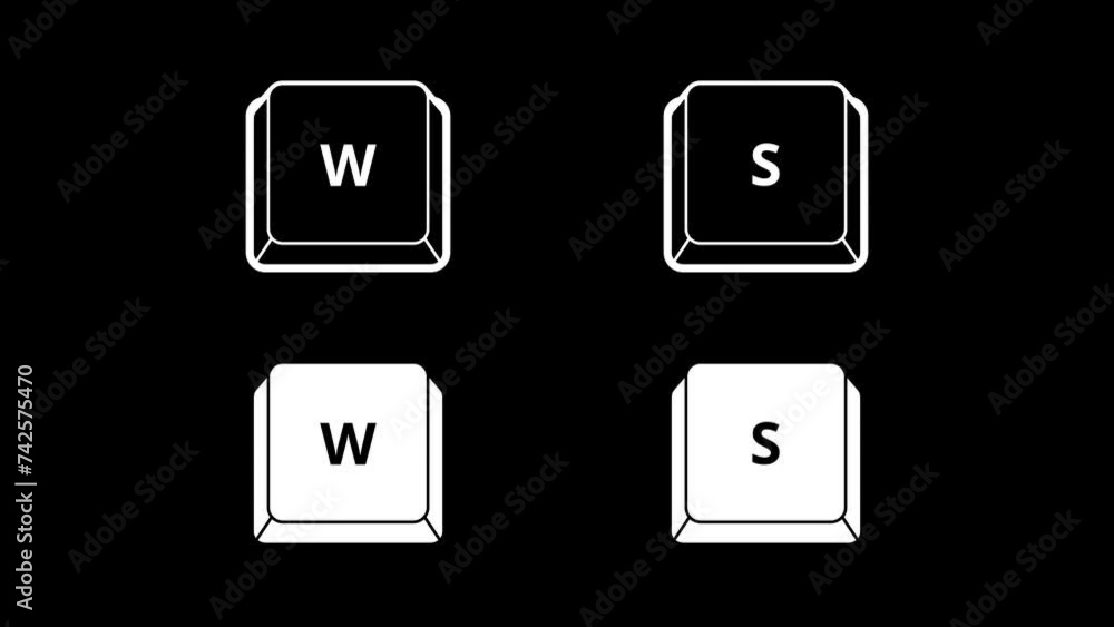 Press keyboard buttons motion graphic with alpha channel. Arrow left, right, up, down, w, a, s, d keys on computer keyboard isolated icon animated on transparent background. Press keyboard buttons motion graphic with alpha channel. Arrow left, right, up, down, w, a, s, d keys on computer keyboard isolated icon animated on transparent background.