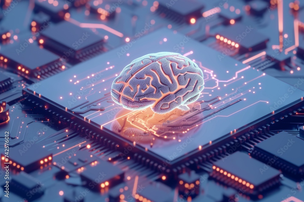 AI Brain Chip server. Artificial Intelligence relationship human ...