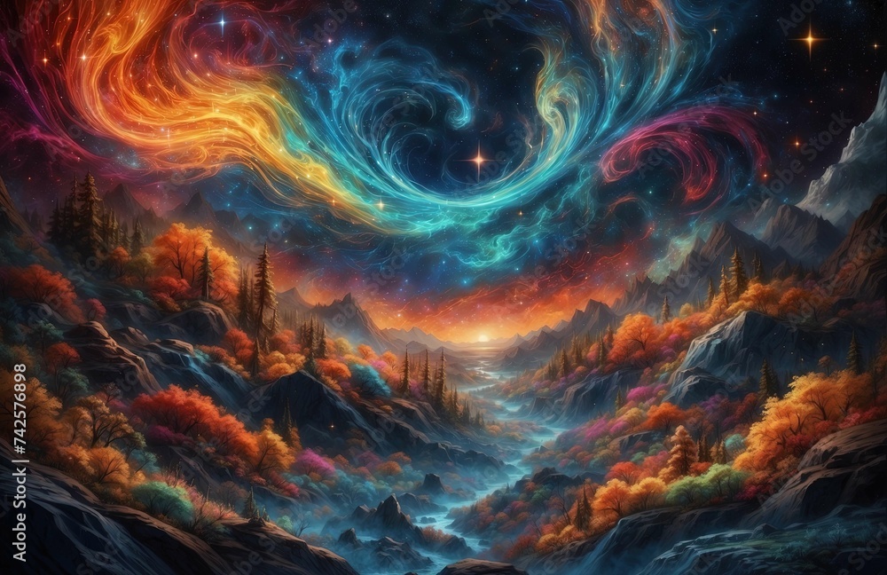 abstract, flower patterns, fabric art, art station, starry night, eye, many colorful and detailed designs combining magic and fantasy abstract, flower patterns, fabric art, art station, starry night, eye, many colorful and detailed designs combining magic and fantasy