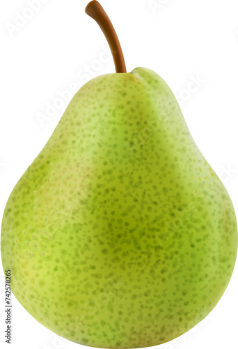Ripe raw realistic green pear whole fruit. Isolated 3d vector garden plant with smooth shiny skin, conceals tender sweet flesh within. Its succulent juiciness creates delightful sensory experience