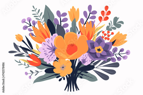 Flower bouquet set collection flat floral vector garden vector illustration