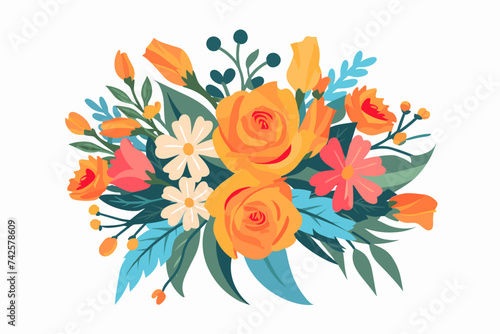 Flower bouquet set collection flat floral vector garden vector illustration