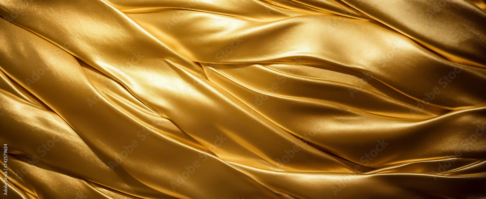 Luxurious golden satin fabric draped elegantly Luxurious golden satin fabric draped elegantly