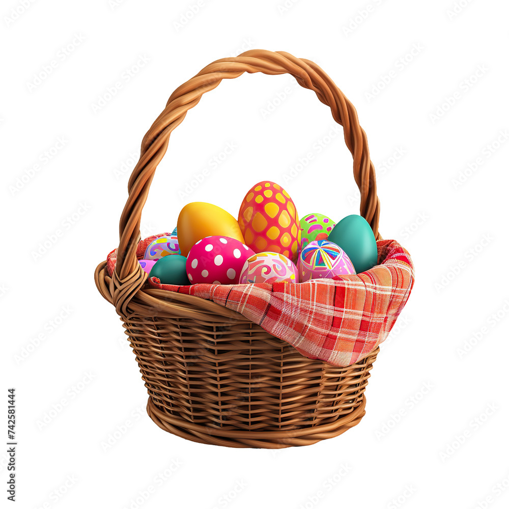 Easter basket illustration isolated on white transparent background, png Easter basket illustration isolated on white transparent background, png