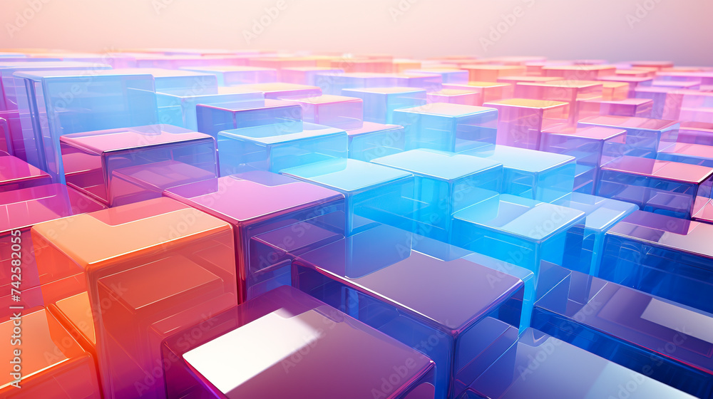 Abstract Landscape of Reflective Colorful Cubes created with Generative AI technology Abstract Landscape of Reflective Colorful Cubes created with Generative AI technology