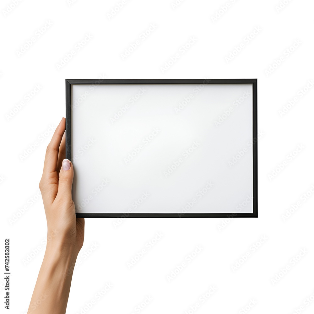 Woman’s Hand Grasping Modern Frame with Mockup Poster, Isolated on Transparent Background, PNG Woman’s Hand Grasping Modern Frame with Mockup Poster, Isolated on Transparent Background, PNG