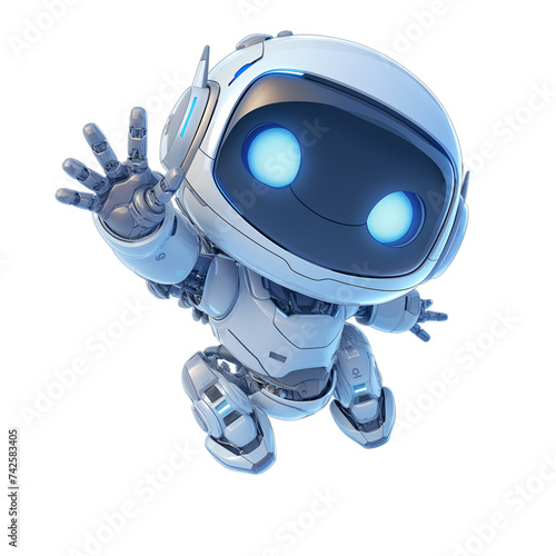 Obraz na płótnie Happy cute robot on transparent background, friendly and cheerful robot. Friendly mini robot. PNG image. Generative AI w salonie