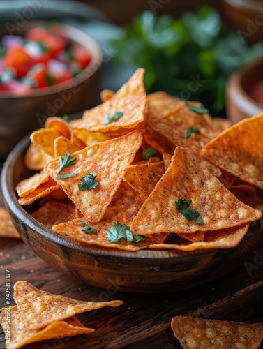 Bowl Filled With Tortilla Chips on Wooden Table