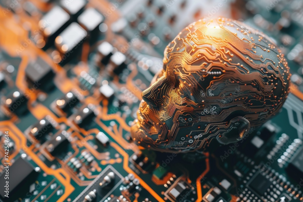 AI Brain Chip healthtech. Artificial Intelligence processing mind ...