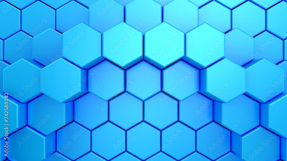 Background of Hexagons. Abstract motion, loop, two color, 3d rendering, 4k resolution
Background of Hexagons. Abstract motion, loop, two color, 3d rendering, 4k resolution