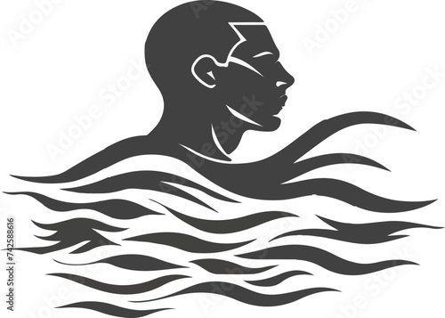 Vector logo in black of a swimmer isolated on white