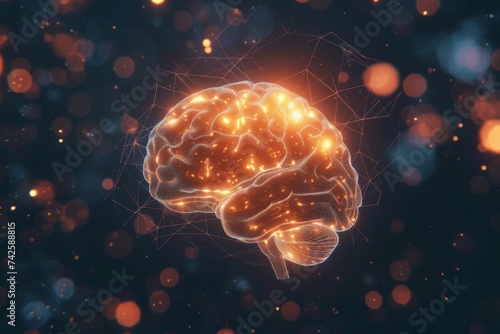 AI Brain Chip pathologies. Artificial Intelligence chip human bayesian methods mind circuit board. Neuronal network ald smart computer processor psychological energy
