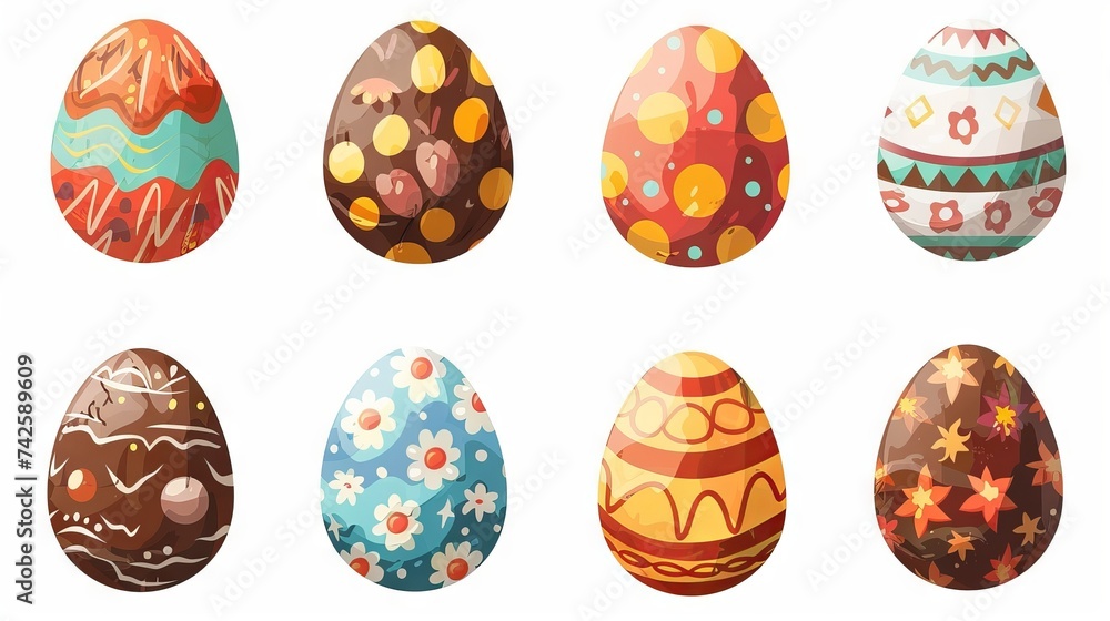 Colorful 3d Easter eggs on white background - vector illustration of festive decorations