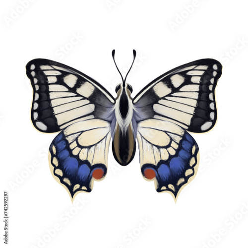 Illustration of Asian Swallowtail Butterfly (Papilio Xuthus) in realism style. China butterfly in spring and summer season photo