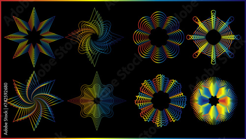 The vector dotted spiral vortex graphic is a visually interesting and complex image. The use of color, movement, and text all contribute to its overall effect.