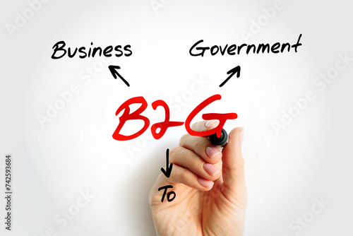 B2G - Business To Government acronym, business concept background photo