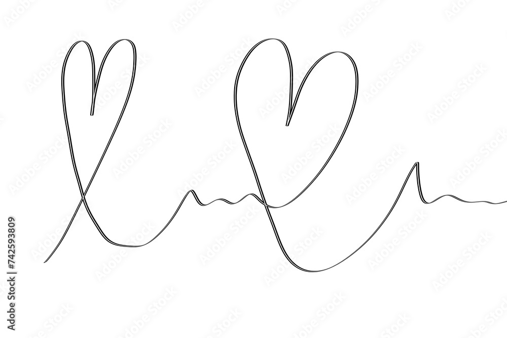One line drawing heart as vector graphic One line drawing heart as vector graphic