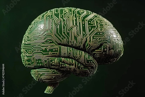 AI Brain Chip neurotechnology. Artificial Intelligence examination mind support vector machine axon. Semiconductor server log management circuit board resistors