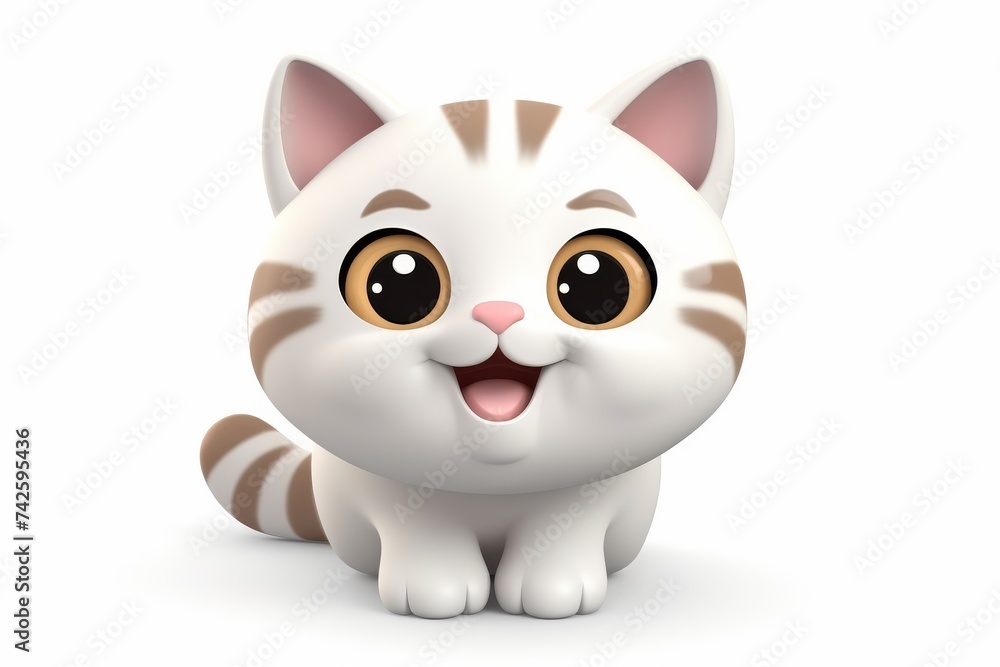 Obraz premium Cute cat icon on white background