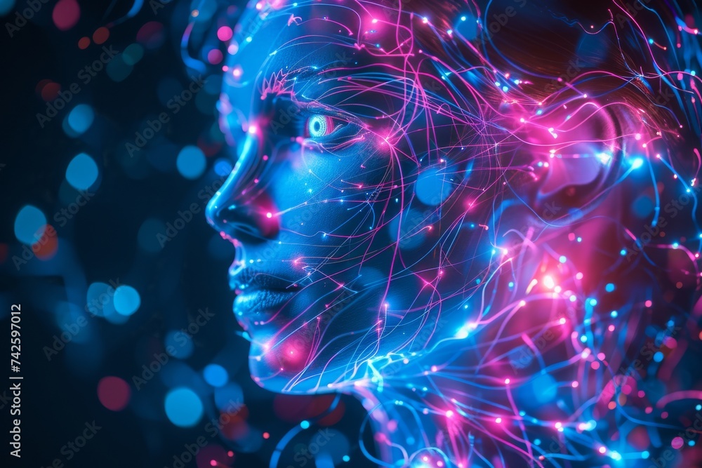 AI Brain Chip object. Artificial Intelligence simulation human mental ...