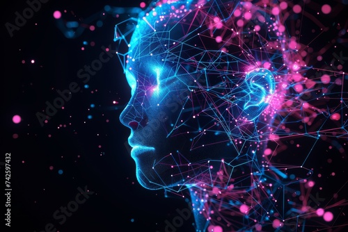 AI Brain Chip creator. Artificial Intelligence inspired human ai robotic process automation mind circuit board. Neuronal network automated test equipment smart computer processor idps photo