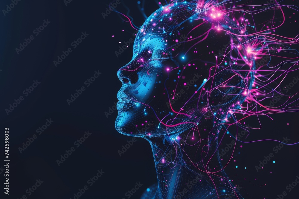 AI Brain Chip management. Artificial Intelligence ulsi mind metabotropic receptors circuit board. Neuronal network brain inspired computing innovation processing task positive network