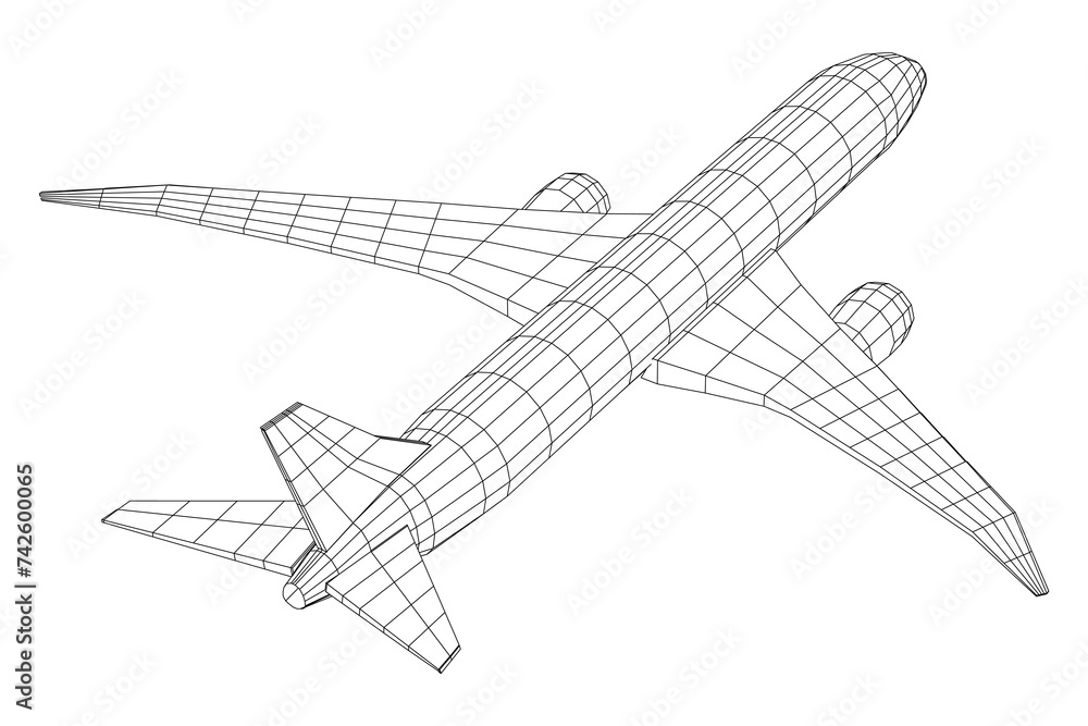Airplane. Abstract airliner. Wireframe vector illustration Airplane. Abstract airliner. Wireframe vector illustration