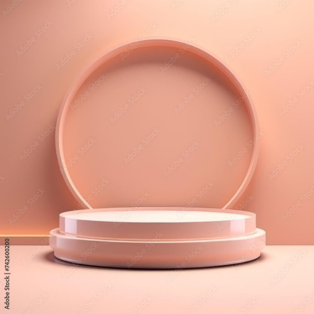 Pink or peach podium on pink background Pink or peach podium on pink background