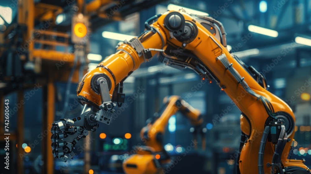 Modernizing the Smart Industrial Robot Arm for Digital Factory Technology Industrial automation process concept or industrial revolution software control