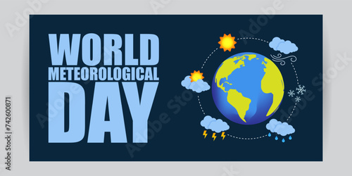 Vector illustration of World Meteorological Day social media feed template