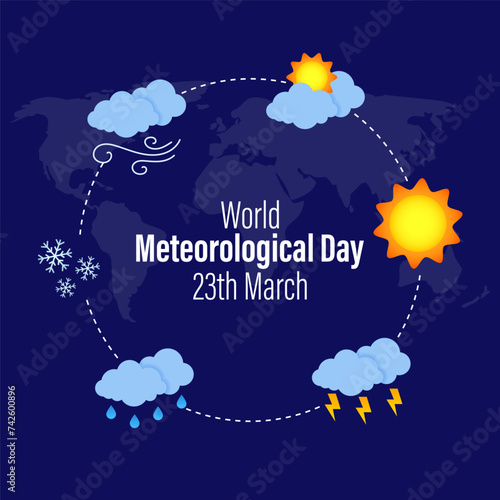Vector illustration of World Meteorological Day social media feed template