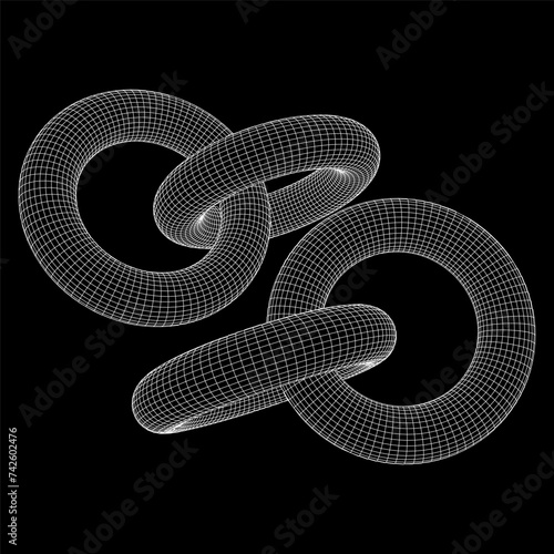 Abstract wireframe torus donuts. Vector technology background.