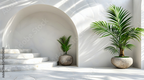 Fototapeta Naklejka Na Ścianę i Meble -  Traditional white architecture under a clear blue sky, capturing the essence of summer in Mediterranean villages