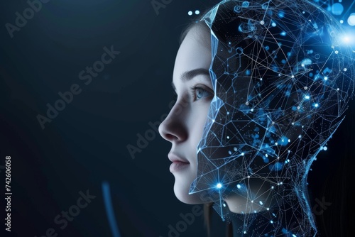 AI Brain Chip default. Artificial Intelligence methods human transistors mind circuit board. Neuronal network knuth morris pratt algorithm smart computer processor static ram photo