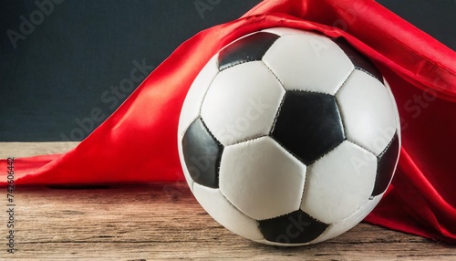 soccer ball with red flag