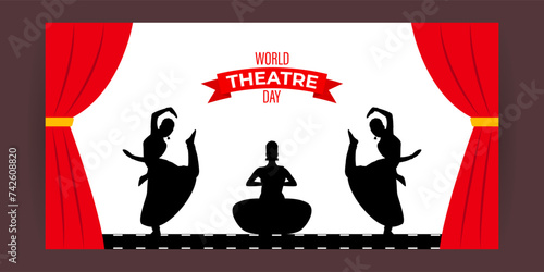 Vector illustration of World Theatre Day social media feed template