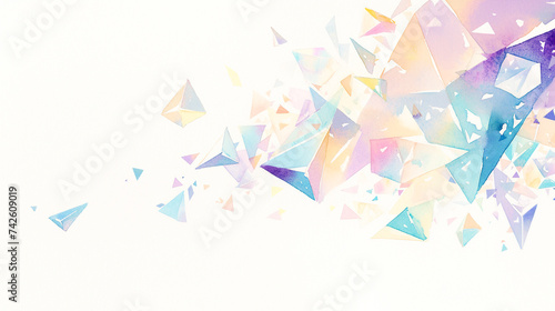 パステルカラーの色々な多角形の抽象的水彩イラスト背景