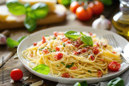 Traditional italian dish spaghetti carbonara.